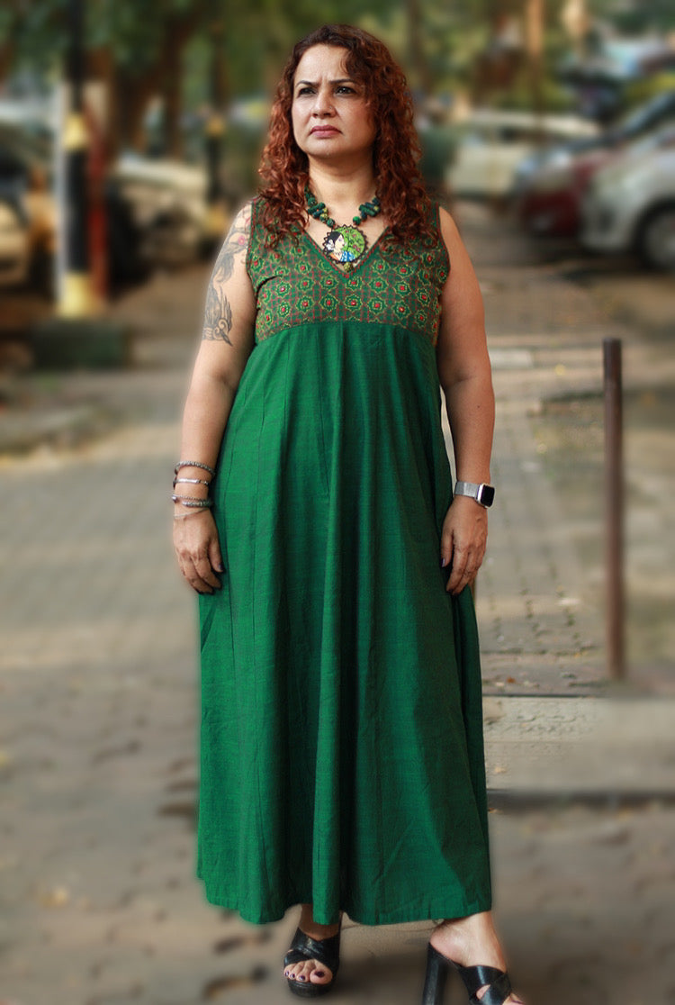 Khwaab | Long Kali Dress | Forest Green