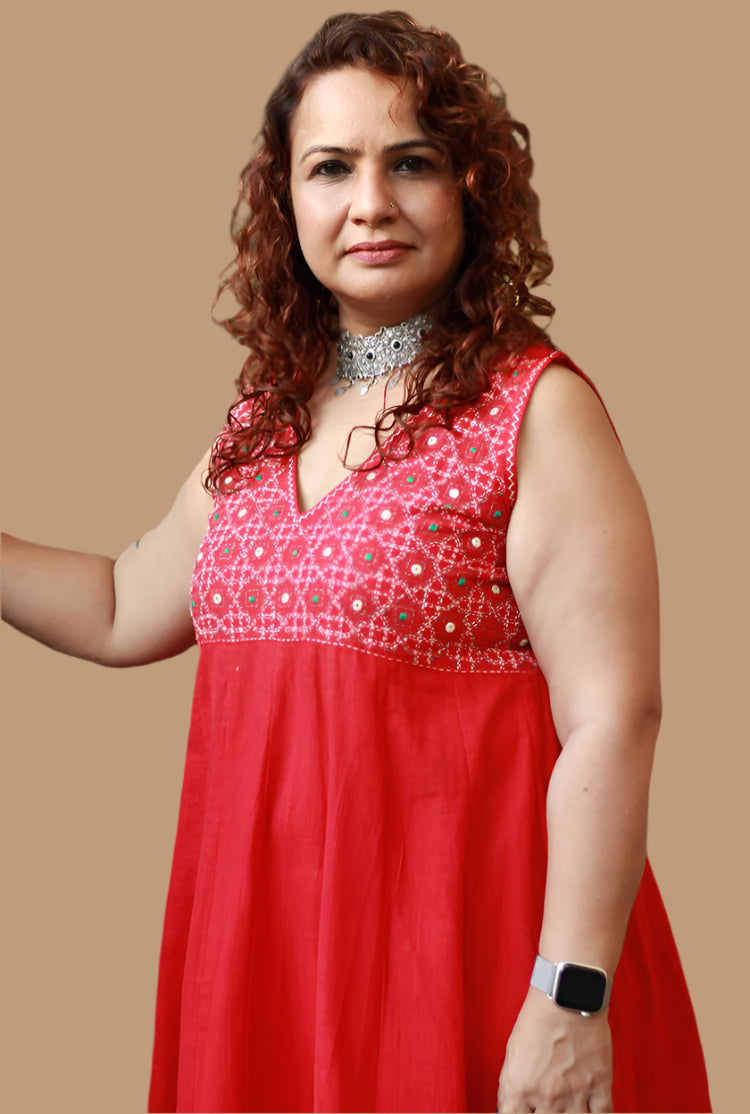 Khwaab | Long Kali Dress | Red
