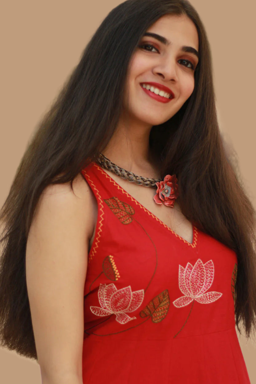 Saroj | Khwaab | Long Kali Dress | Crimson