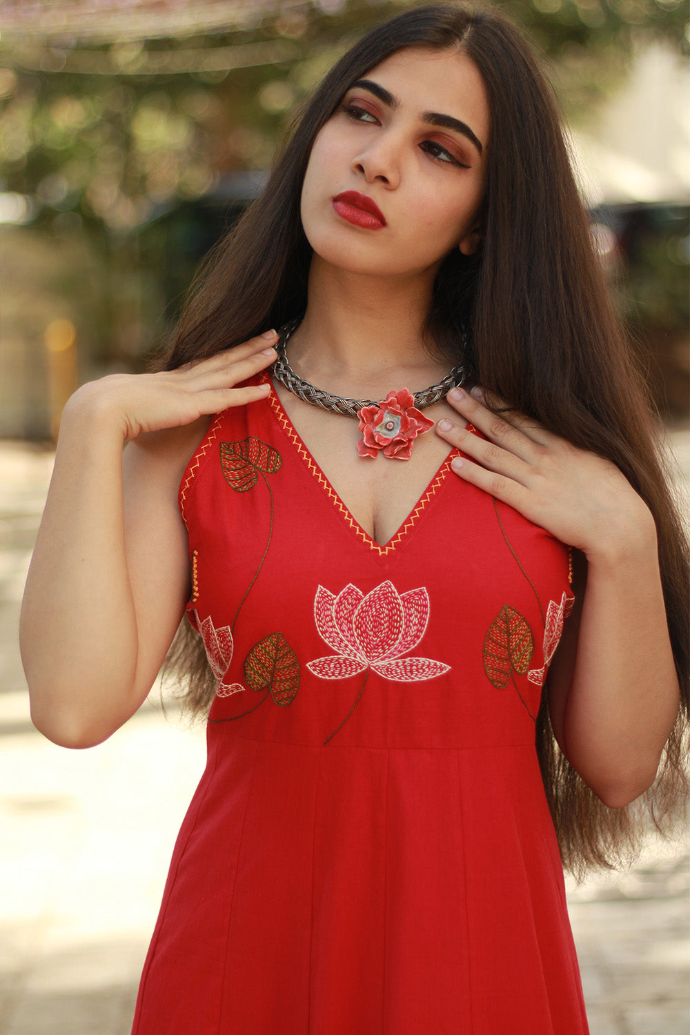 Saroj | Khwaab | Long Kali Dress | Crimson