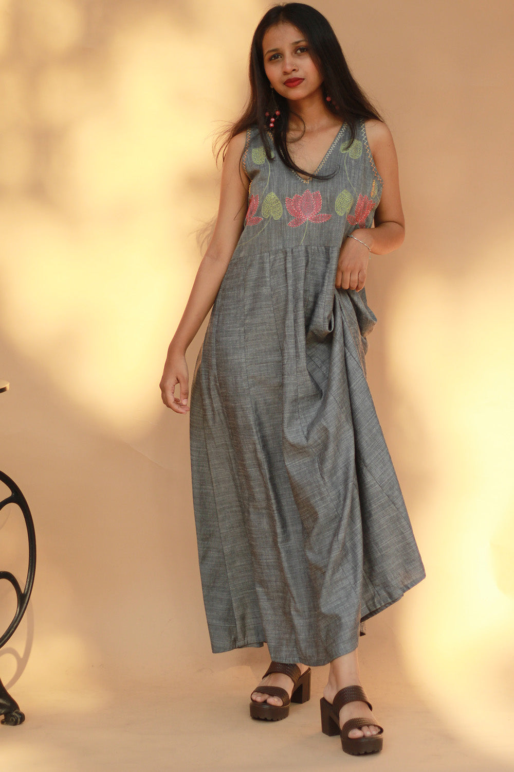 Saroj | Khwaab | Long Kali Dress | Grey