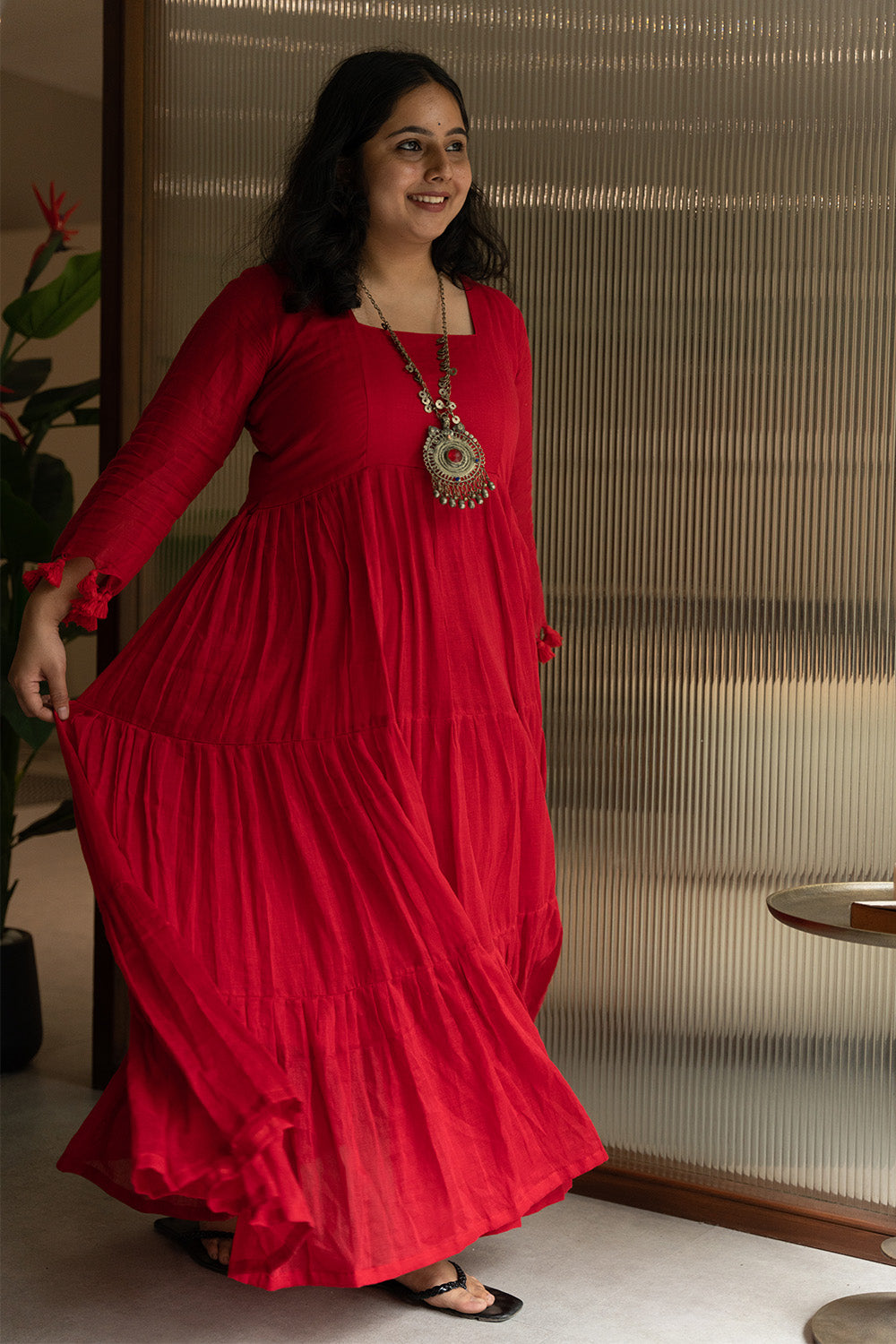 Amara | Layered Long Dress | Rouge