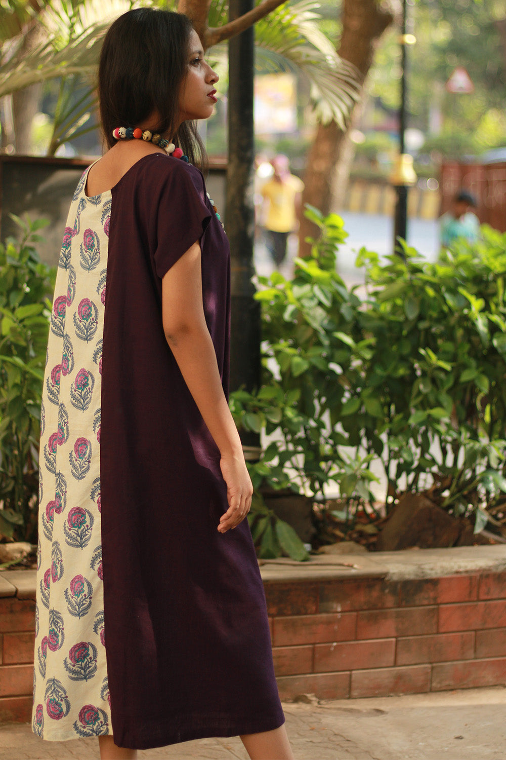 Sukoon | Midi Dress | Purple with Floral Sanganeri