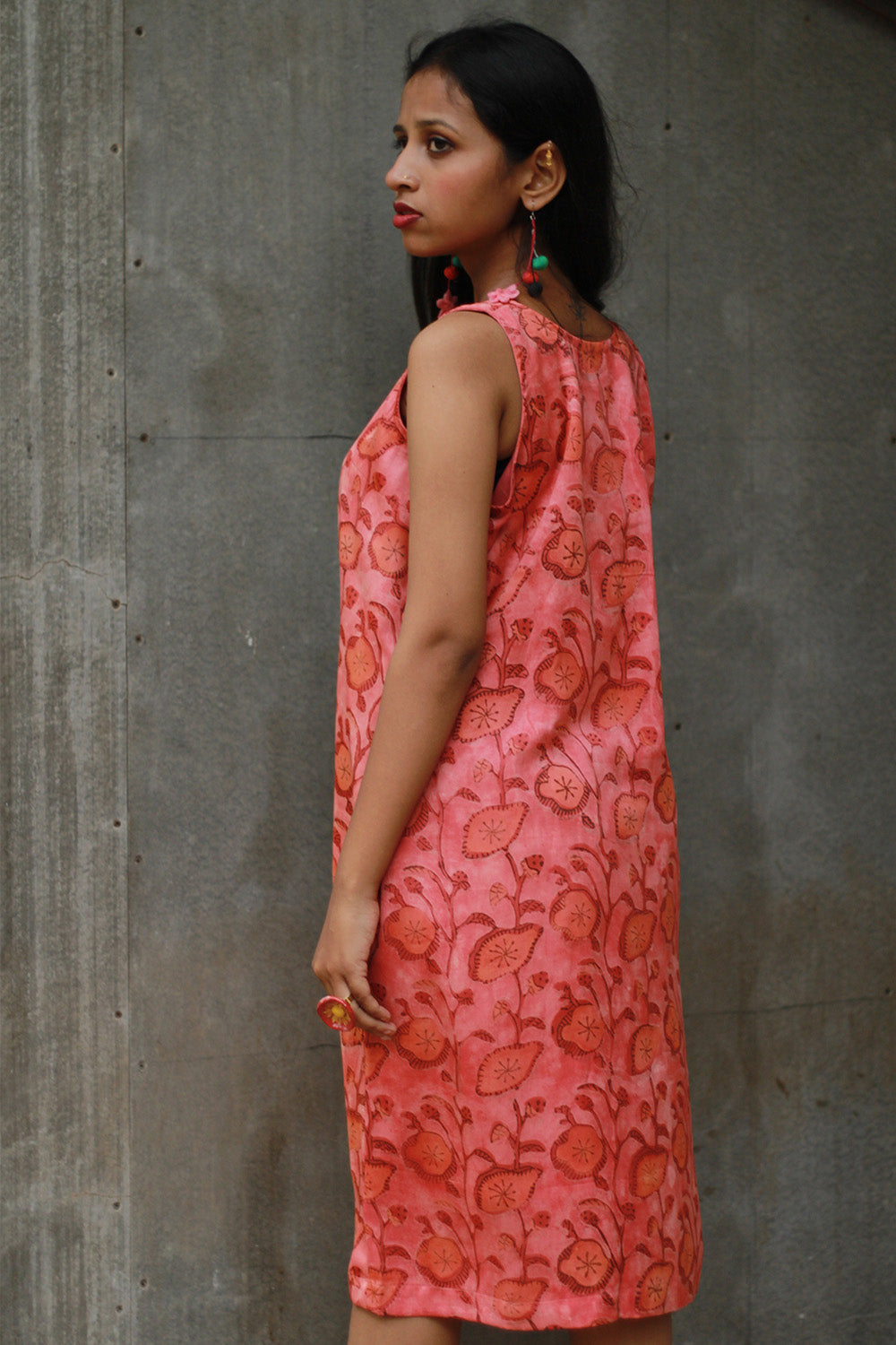 Noor | Sleeveless Modal Dress | Peach Vanaspati