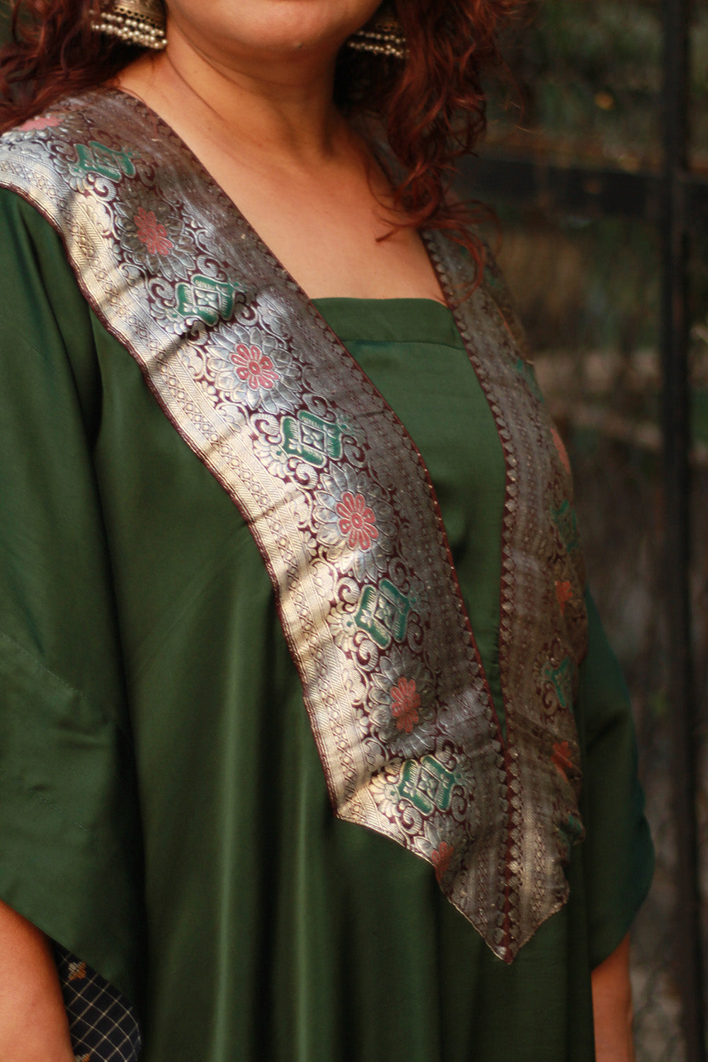 Banarasi Sitaara | Modal Silk Kaftan | Green