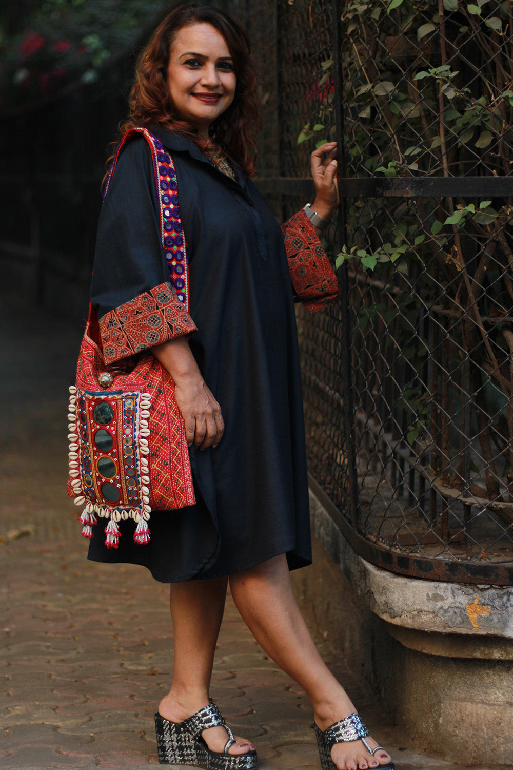 Sagarika | Cotton Kaftan Dress | Ink Blue