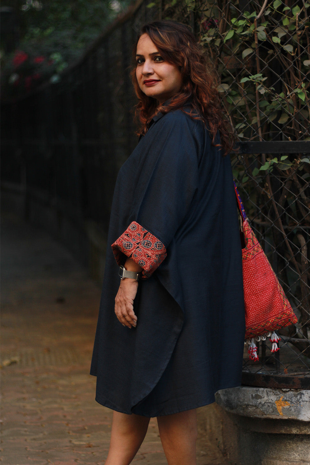 Sagarika | Cotton Kaftan Dress | Ink Blue