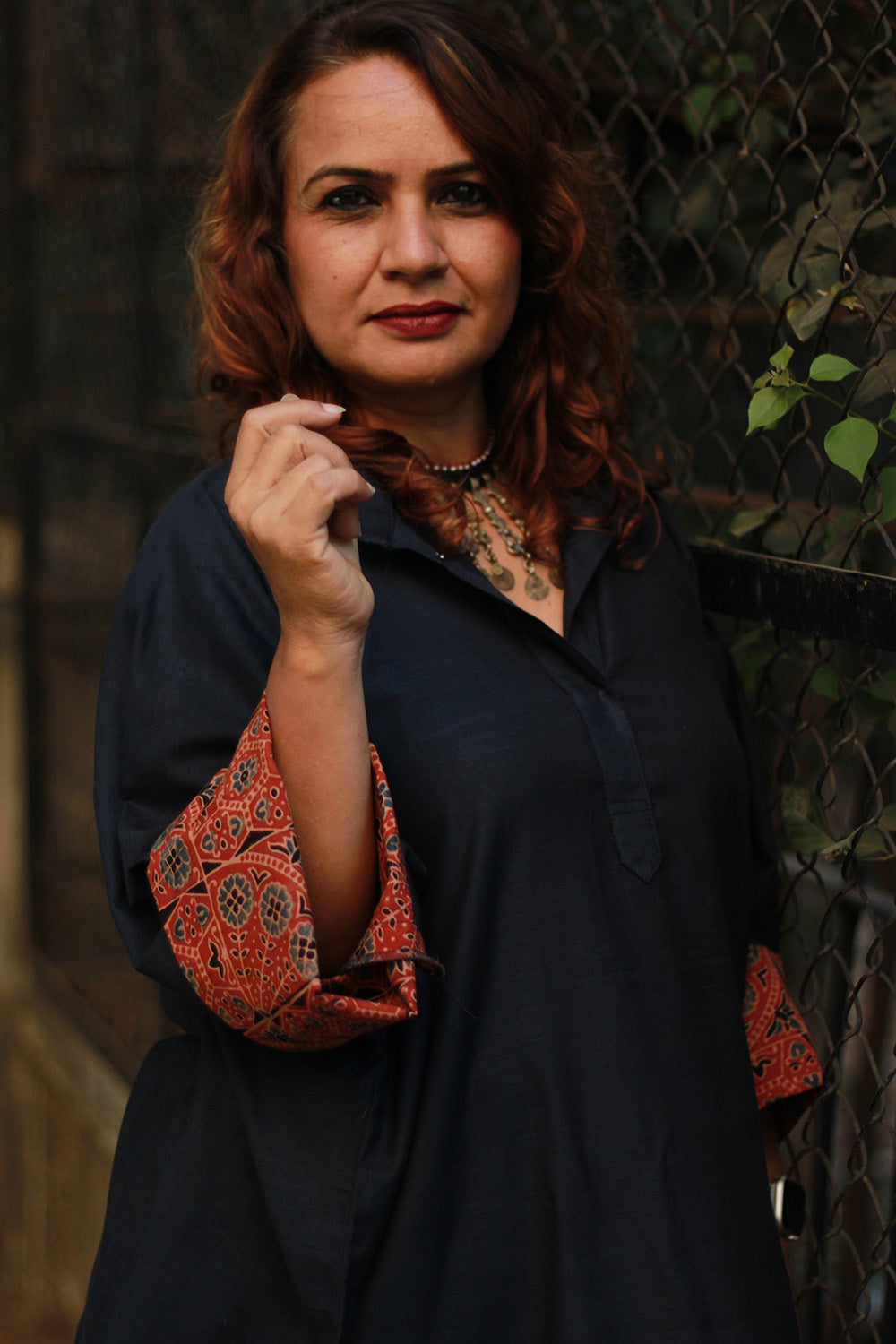 Sagarika | Cotton Kaftan Dress | Ink Blue