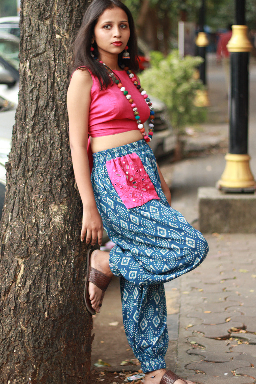 Parisa | Harem Pants with Mirrorwork | Indigo