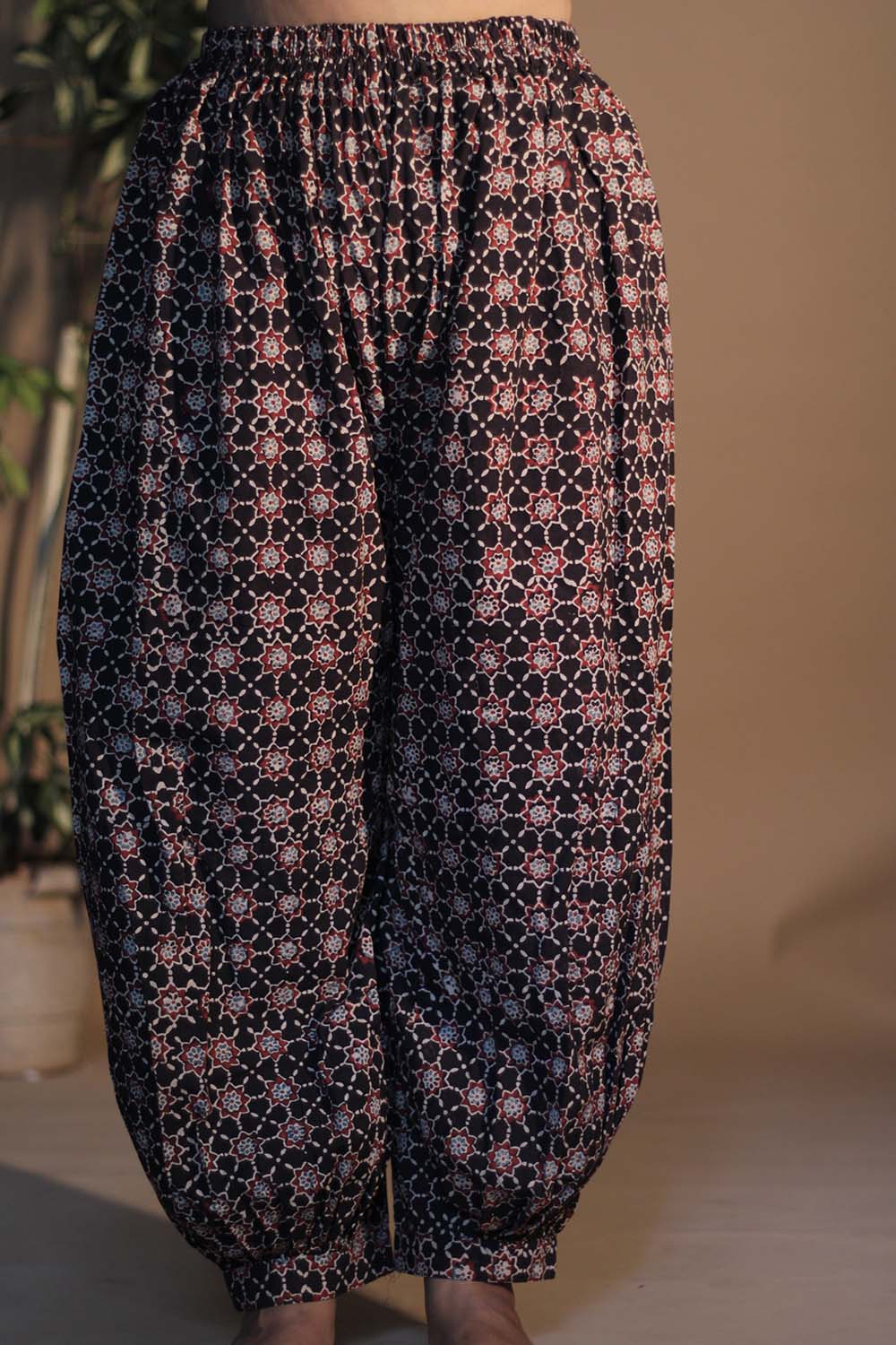 Suhaira | Harem Pants | Noir Ajrakh Trellis