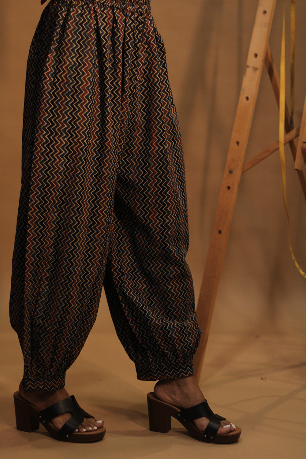 Suhaira | Harem Pants | Blue Red Chevron Ajrakh