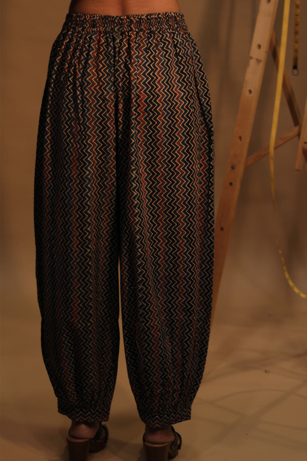 Suhaira | Harem Pants | Blue Red Chevron Ajrakh