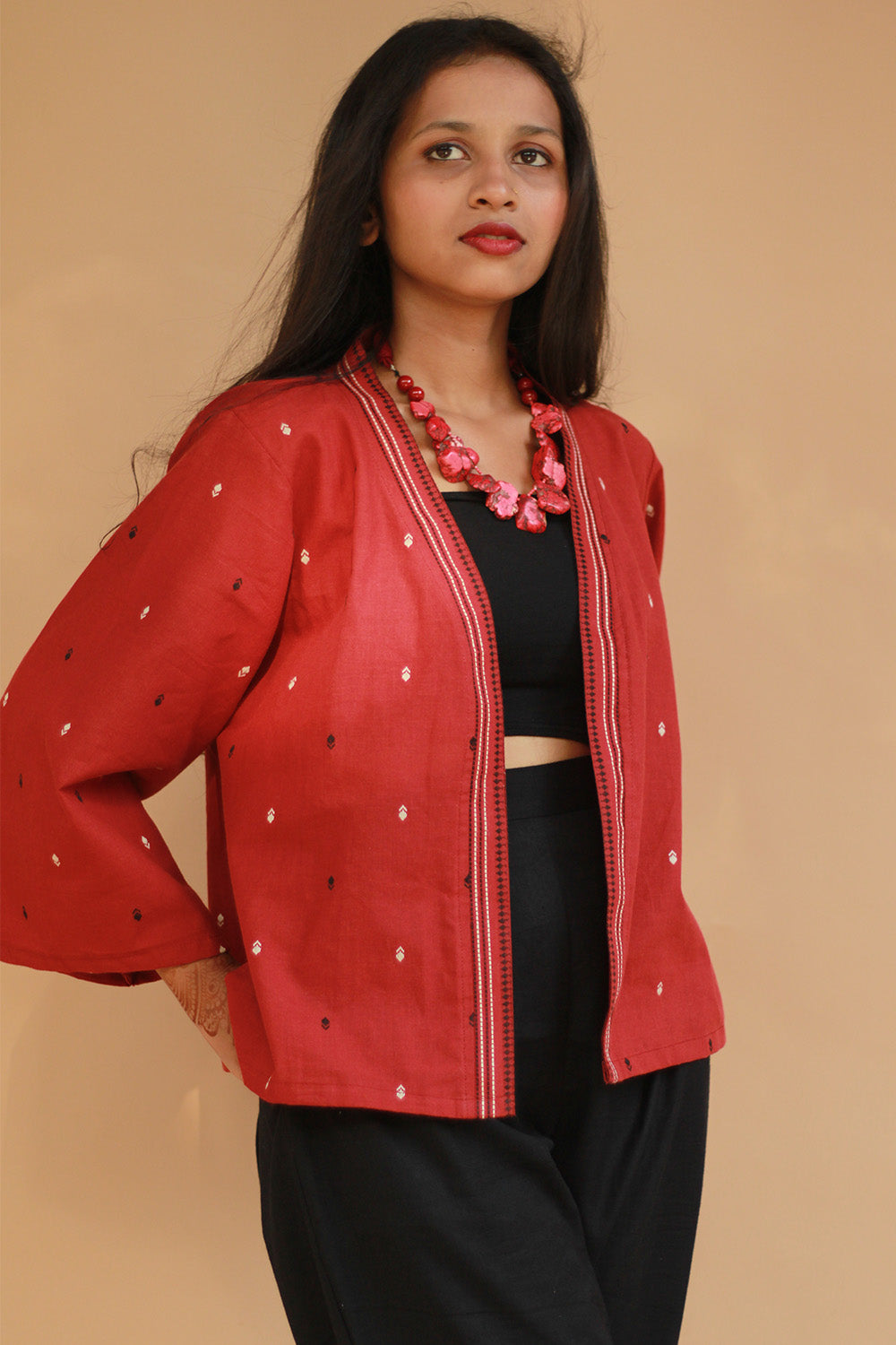 Raahat | Light Jacket | South Cotton | Cherry