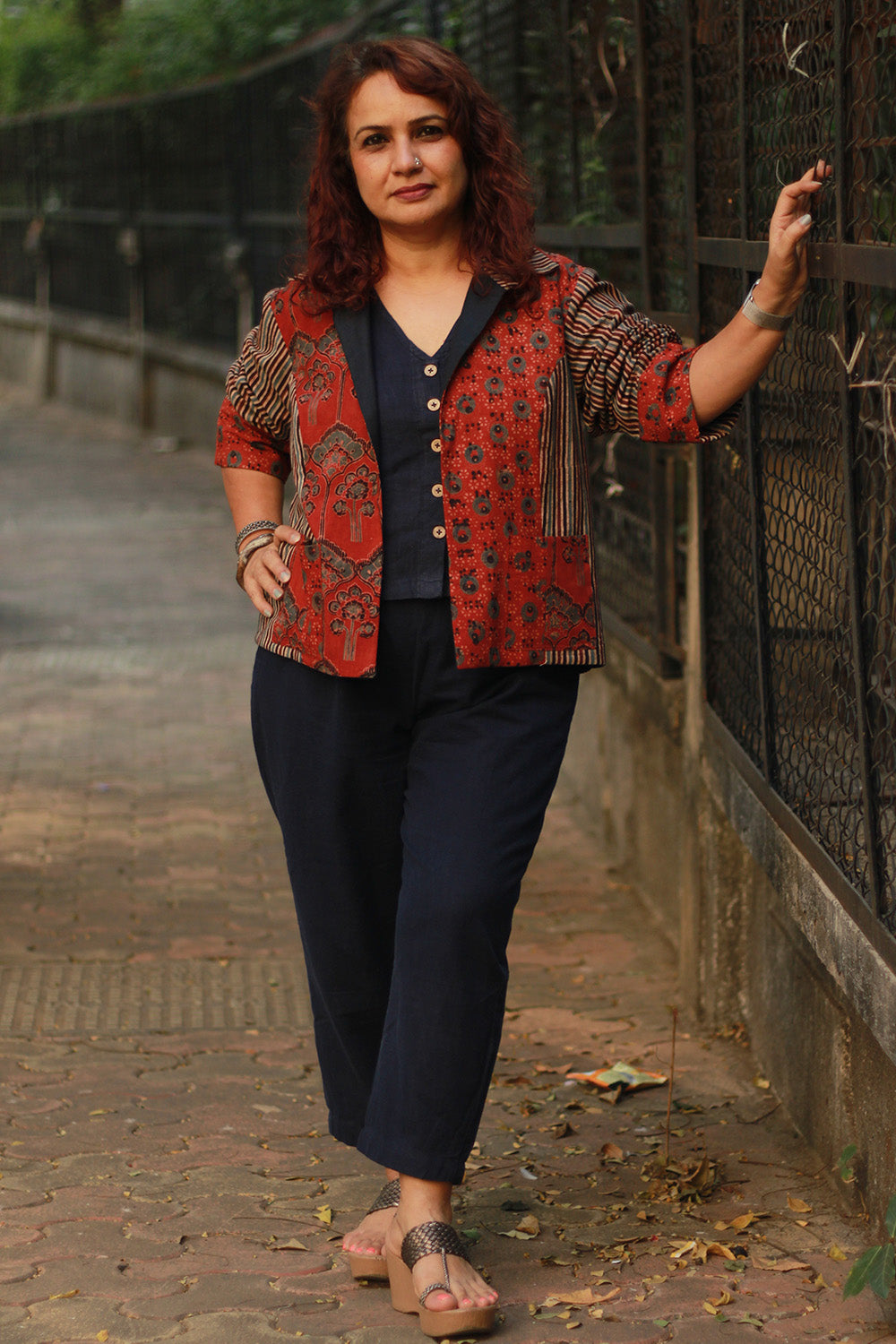 Dohra | Reversible Jacket | Madder Ajrakh / Simply Blue with Ajrakh