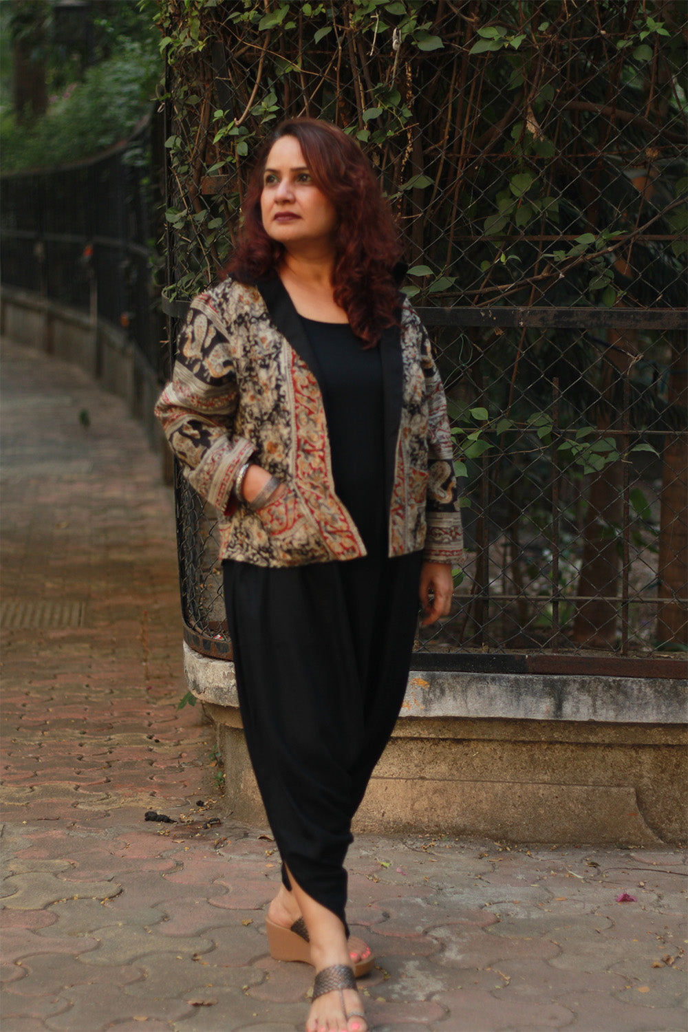 Dohra | Reversible Jacket | Kalamkari / Simply Black with Kunbi