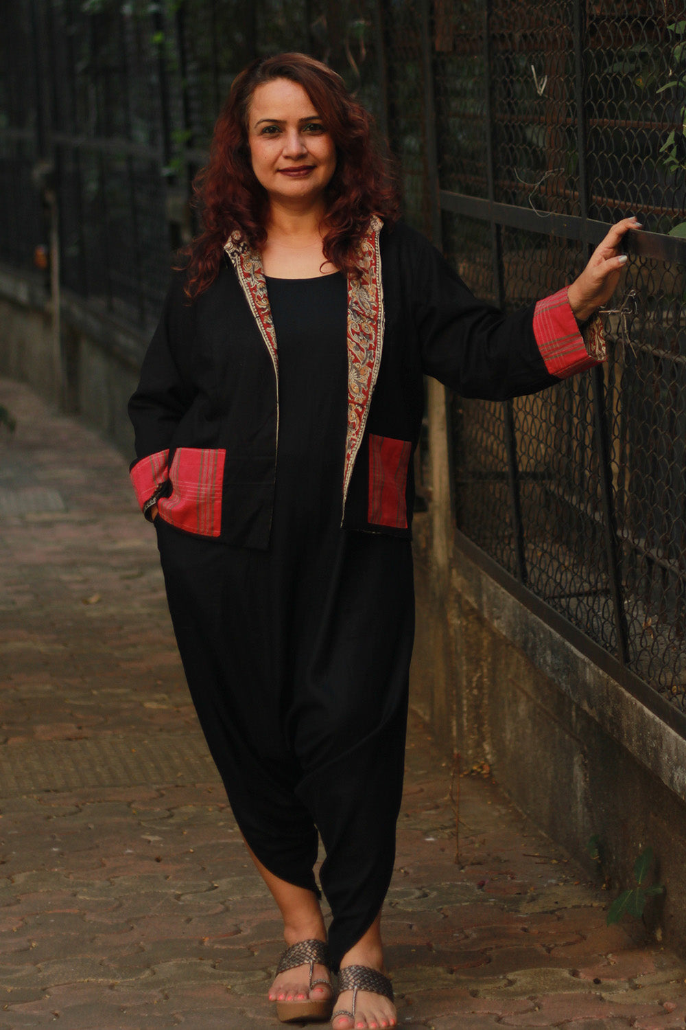 Dohra | Reversible Jacket | Kalamkari / Simply Black with Kunbi