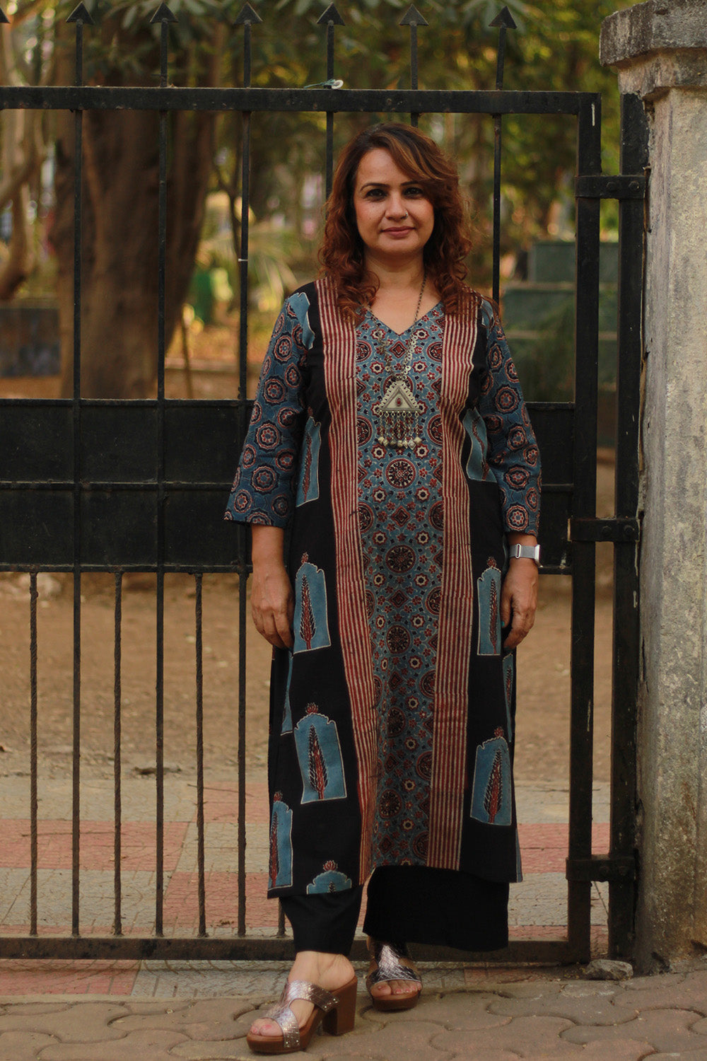 Abhira | Long Kurta | Blue Universe Ajrakh