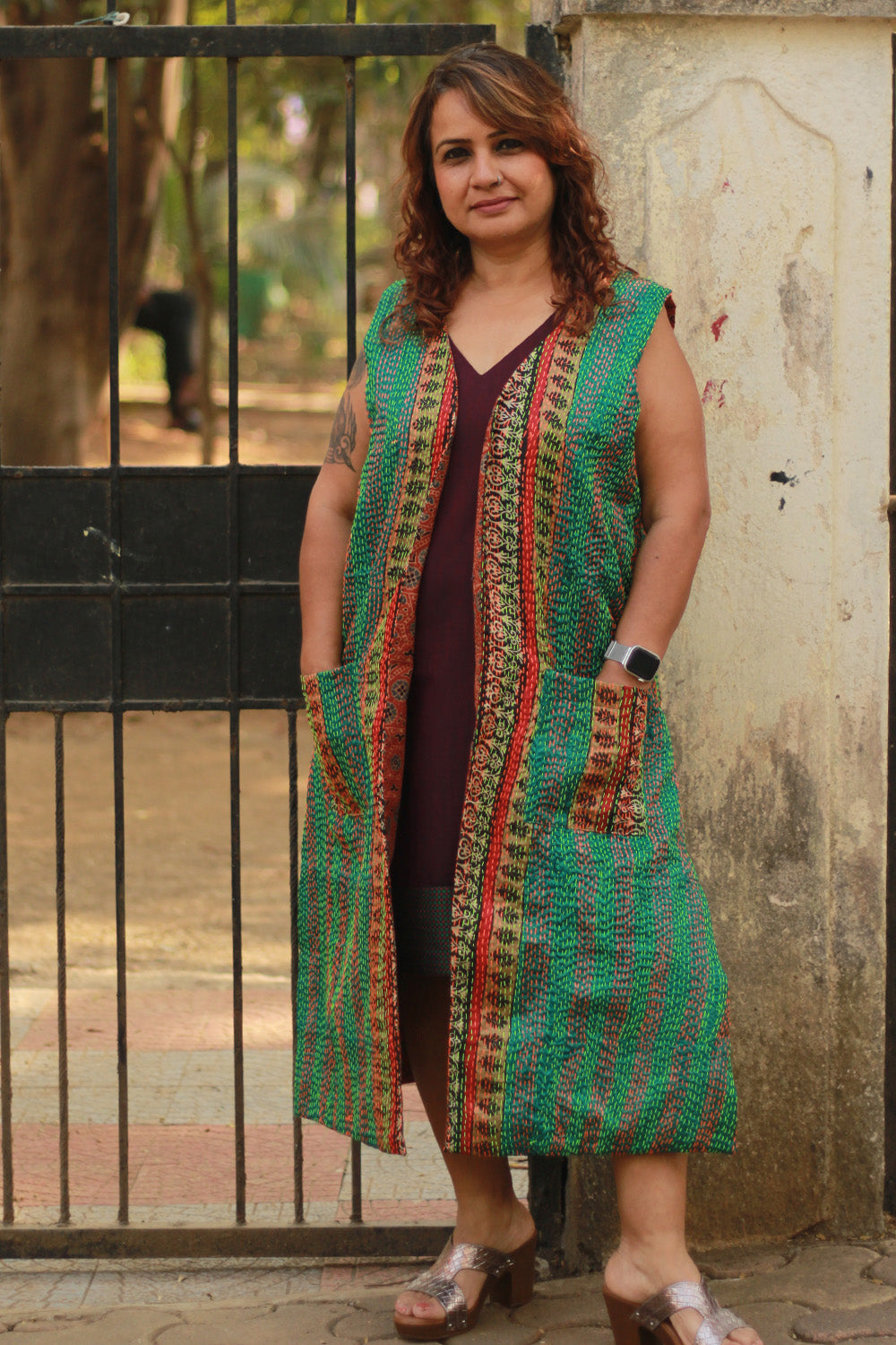 Dohra | Reversible Jacket | Mosaic Kantha Silk / Madder Ajrakh