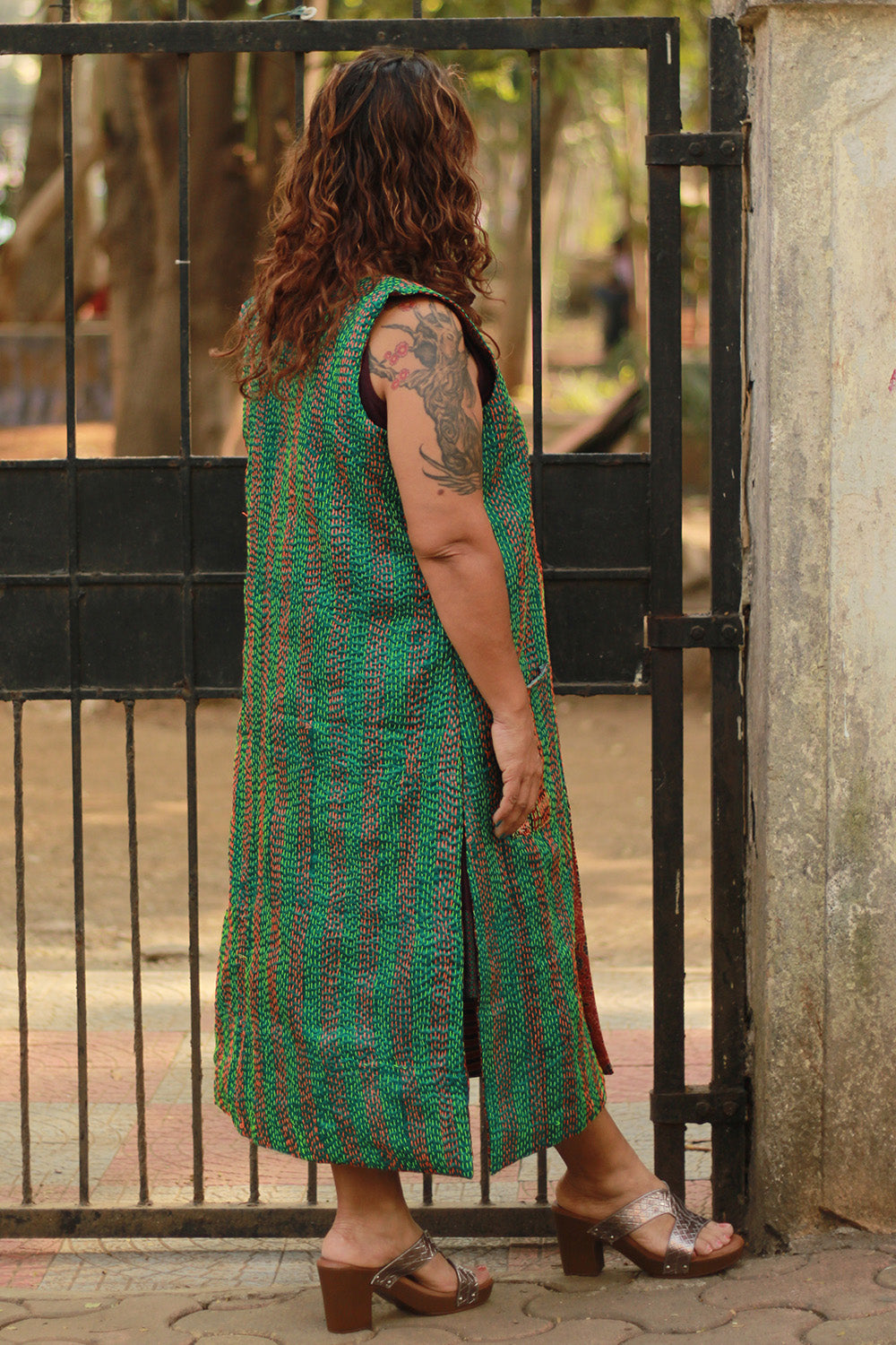 Dohra | Reversible Jacket | Mosaic Kantha Silk / Madder Ajrakh
