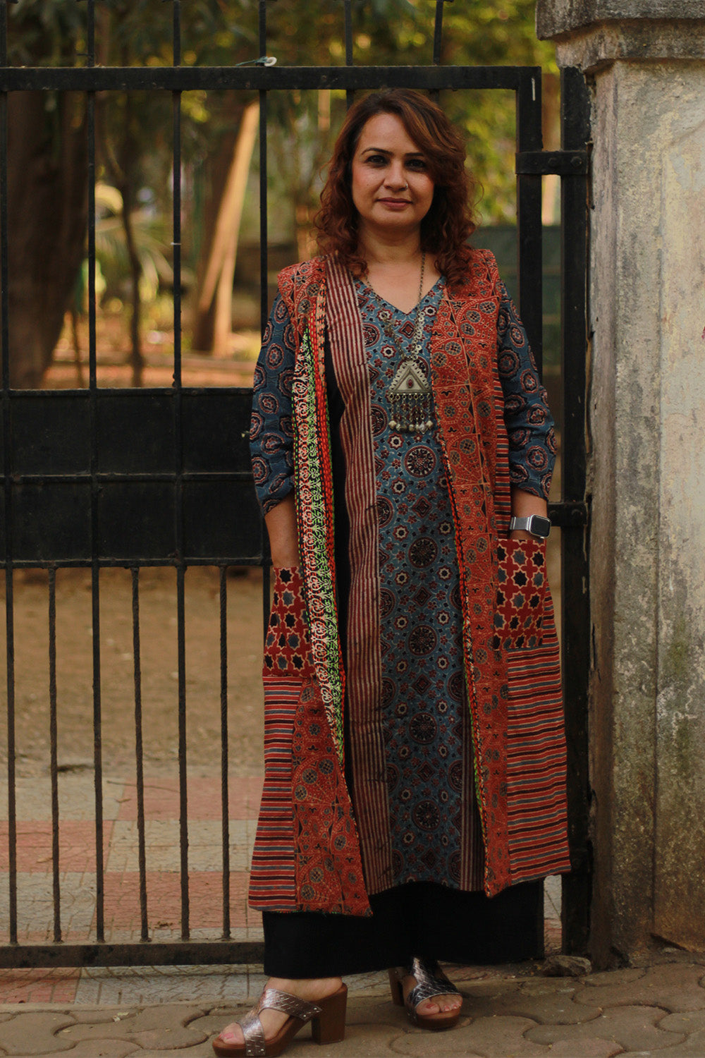 Dohra | Reversible Jacket | Mosaic Kantha Silk / Madder Ajrakh