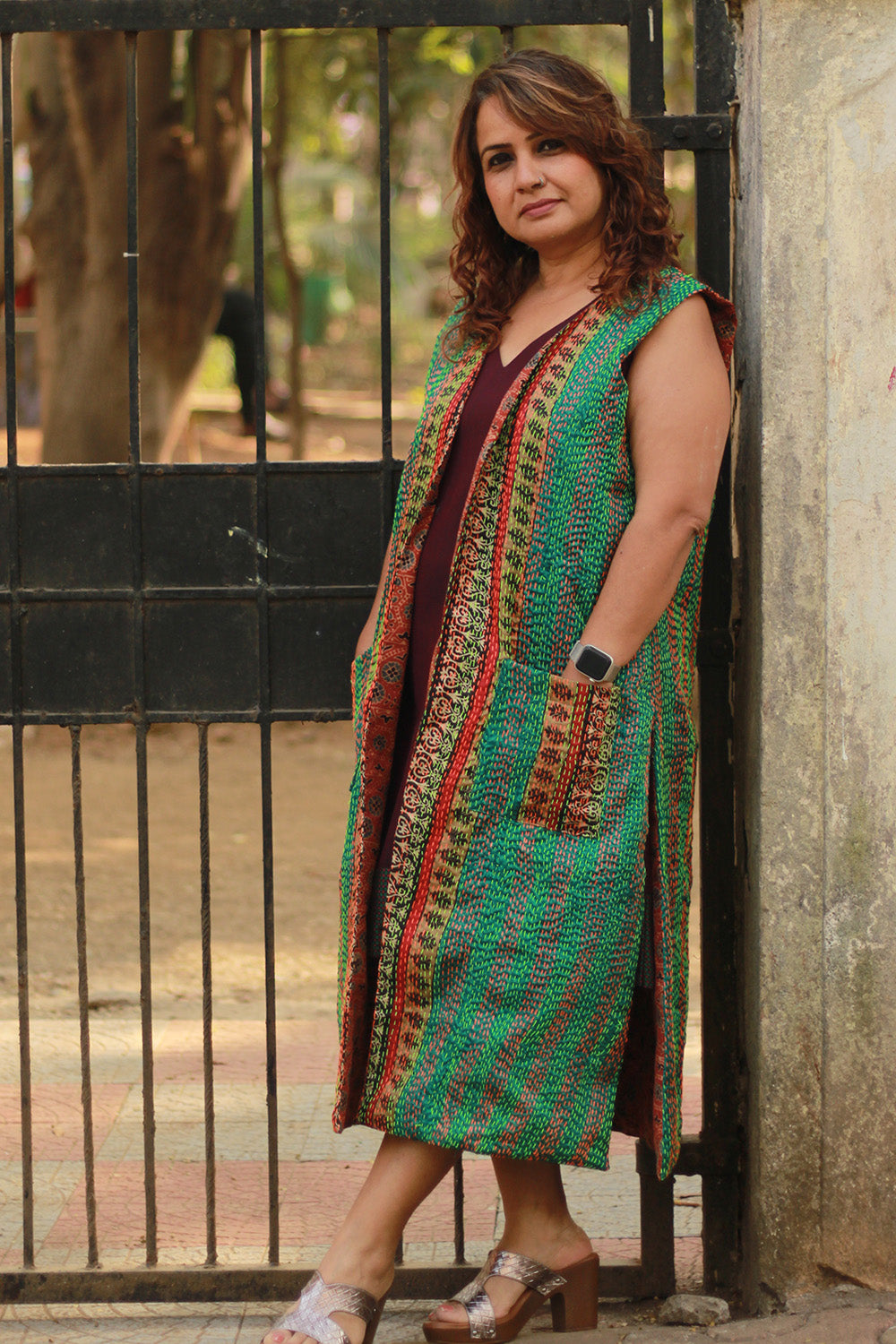 Dohra | Reversible Jacket | Mosaic Kantha Silk / Madder Ajrakh