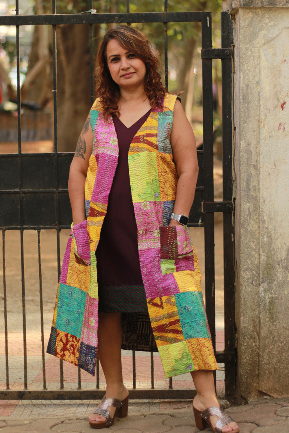 Dohra | Reversible Jacket | Mosaic Kantha Silk / Madder Ajrakh
