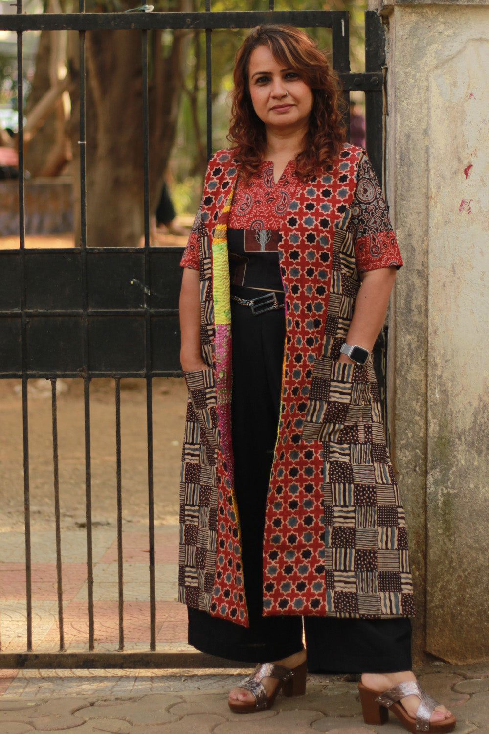 Dohra | Reversible Jacket | Mosaic Kantha Silk / Madder Ajrakh