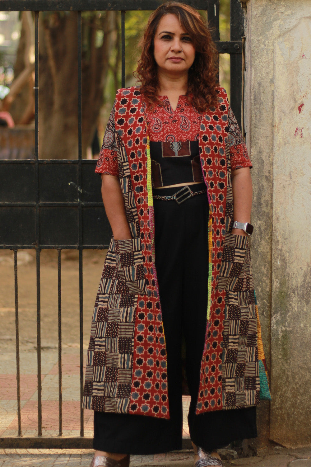 Dohra | Reversible Jacket | Mosaic Kantha Silk / Madder Ajrakh