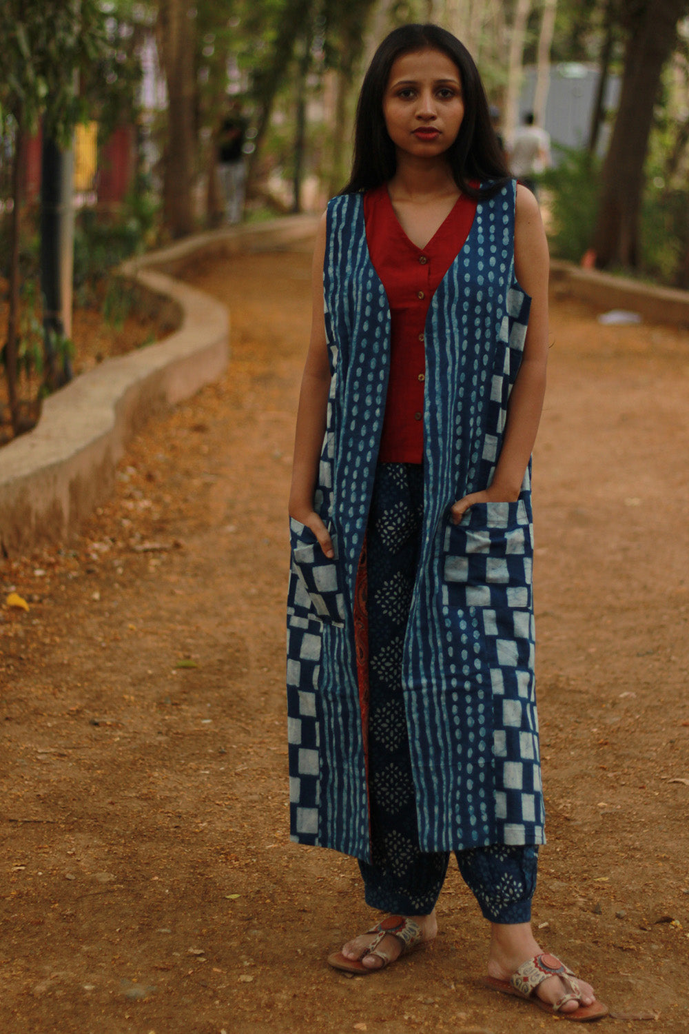 Dohra | Reversible Jacket | Indigo / Madder Kairi Ajrakh