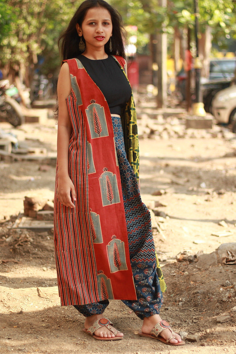 Dohra | Reversible Jacket | Green Shatkon Ajrakh / Madder Pine Ajrakh