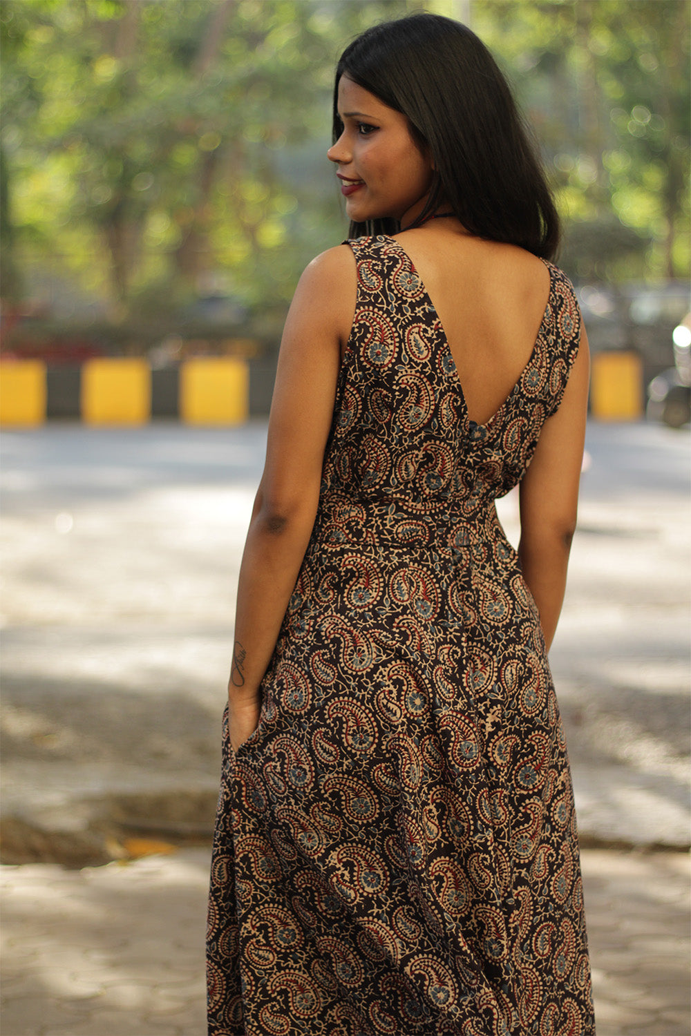 Urmi | Wide Legged Jumpsuit | Noir Kairi Ajrakh