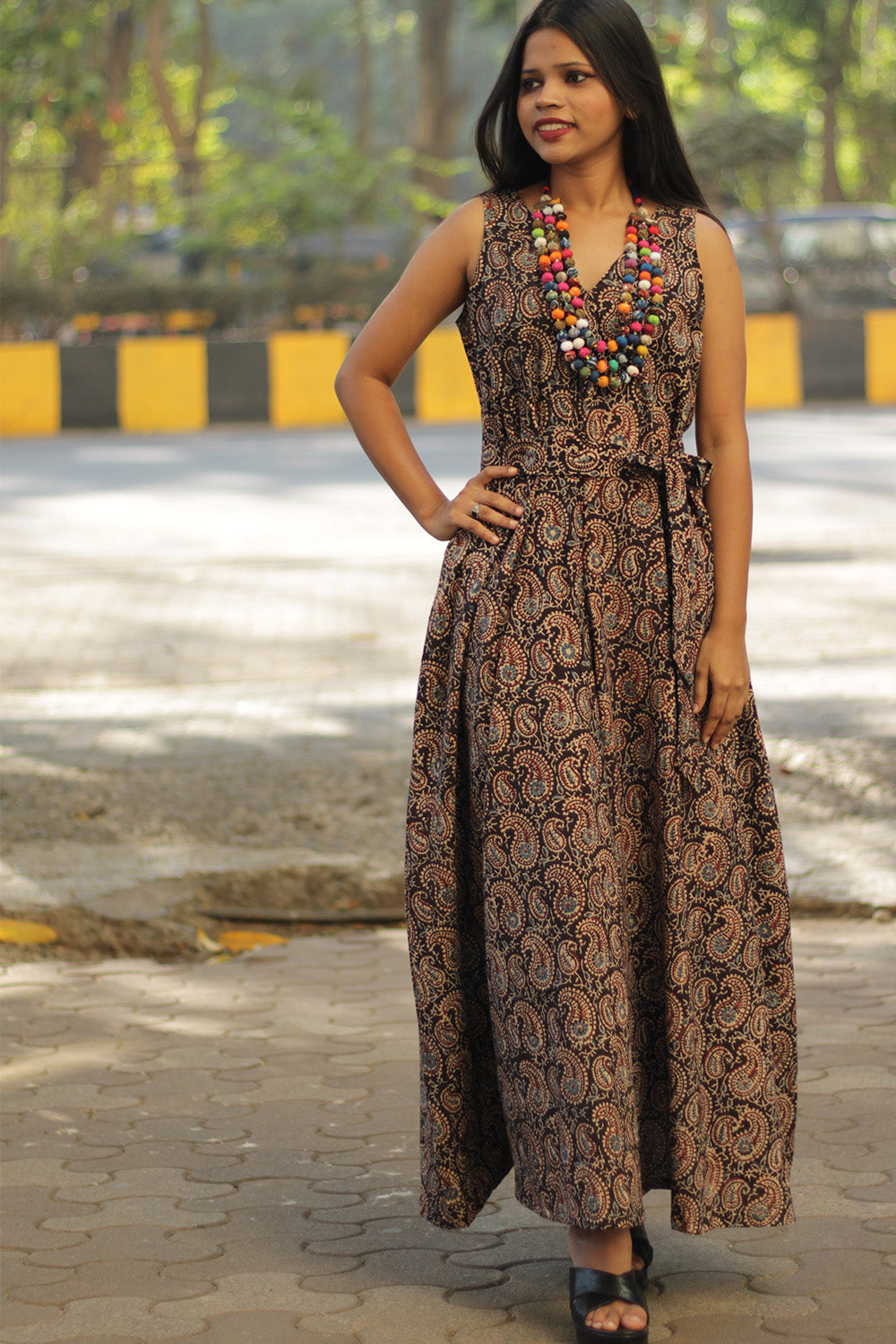 Urmi | Wide Legged Jumpsuit | Noir Kairi Ajrakh
