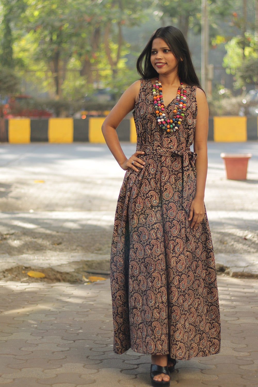 Urmi | Wide Legged Jumpsuit | Noir Kairi Ajrakh