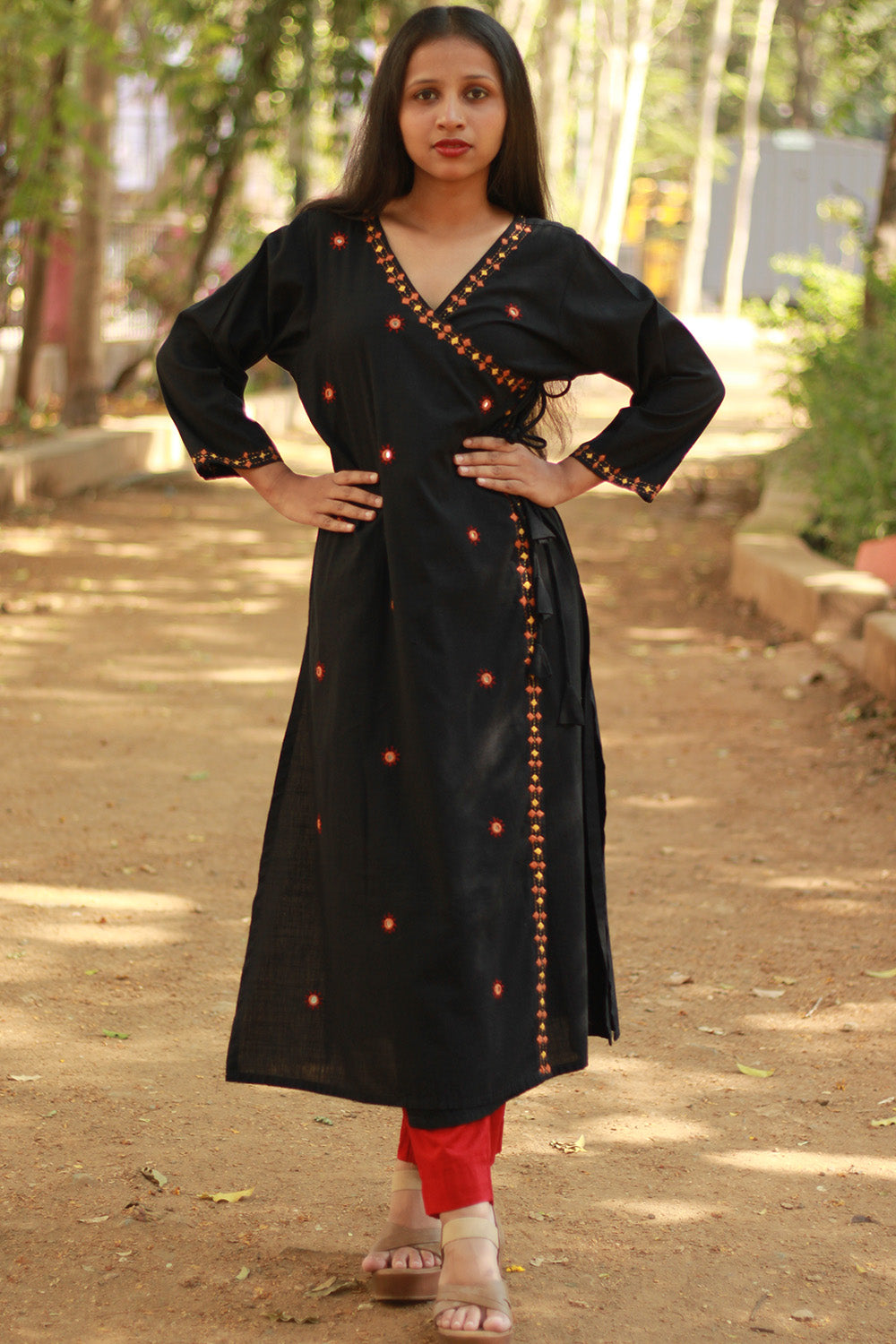Chingaari | Hand Embroidered Angarkha Kurta