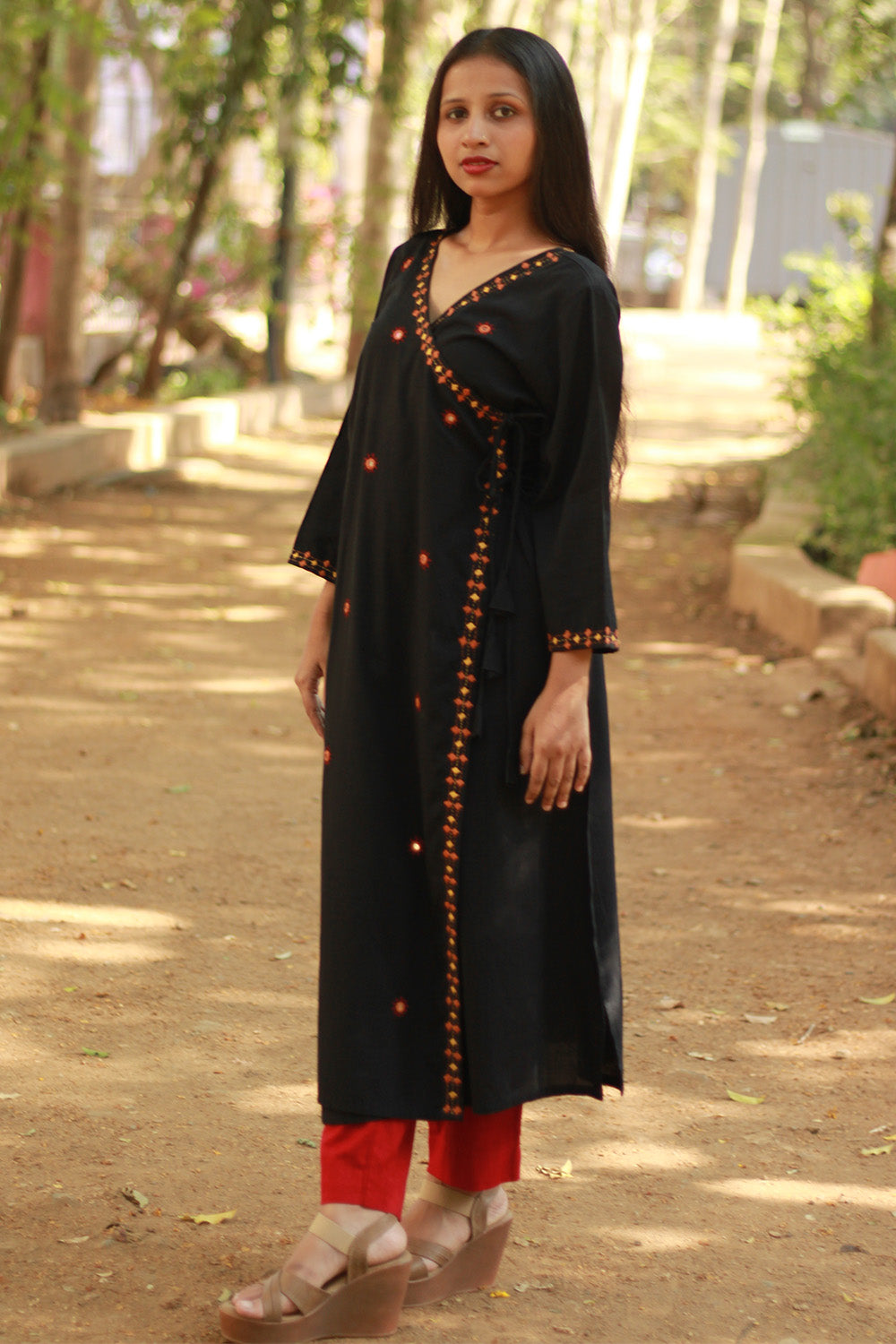 Chingaari | Hand Embroidered Angarkha Kurta