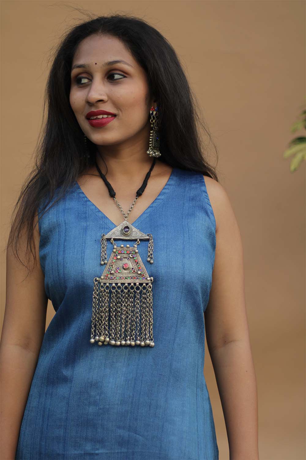 Long Kurta | Tussar Silk | Sapphire Blue