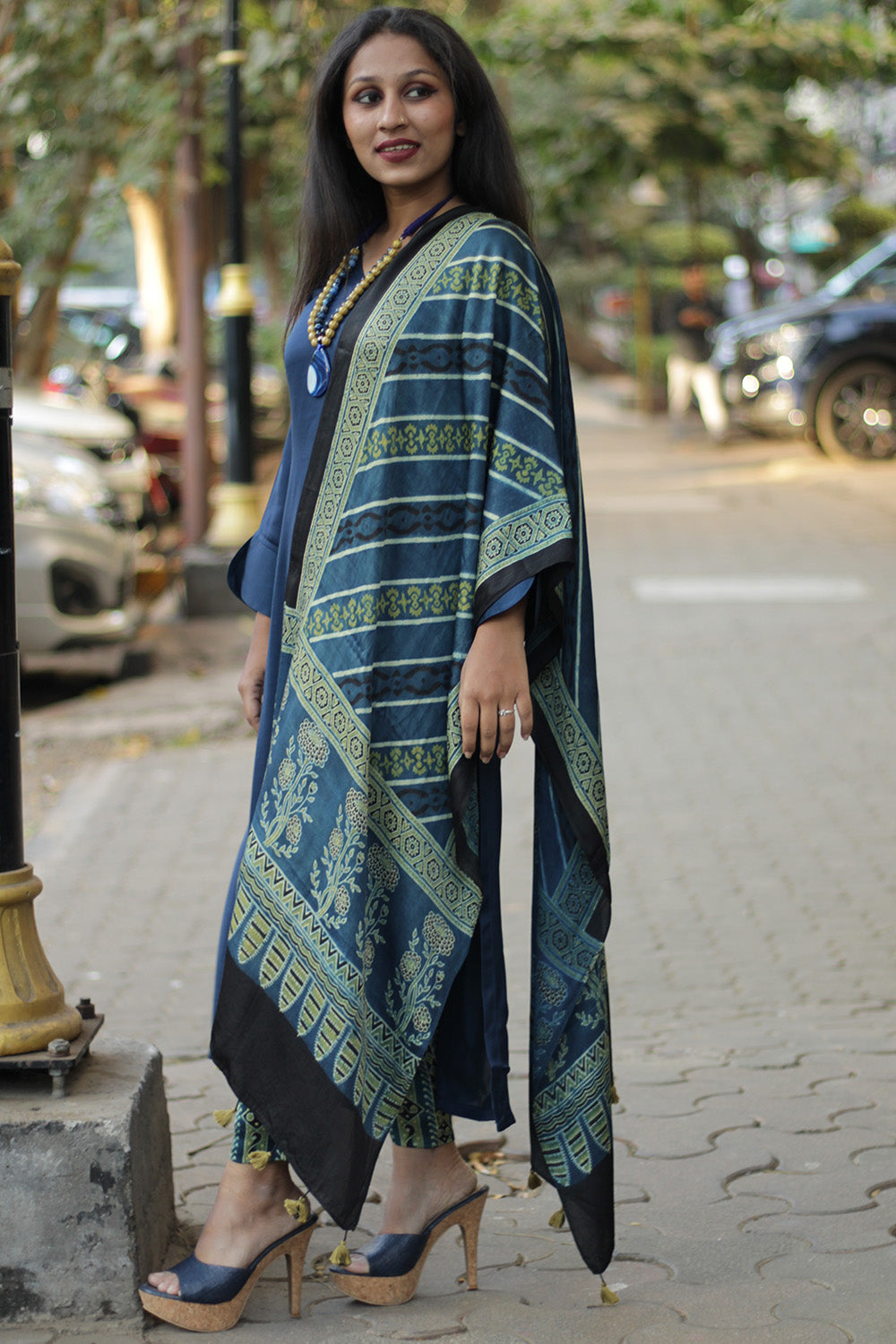 Long Kurta | Modal Silk | Midnight Blue
