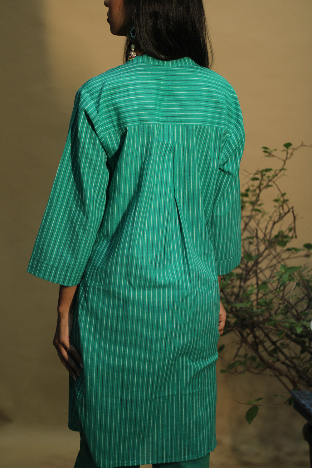 Short Kurta | Sea Green Stripe