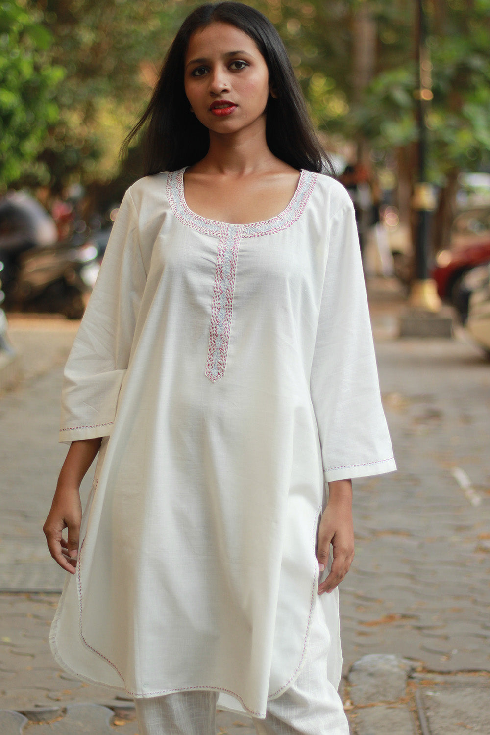 Short Kurta | Embroidered | Ivory