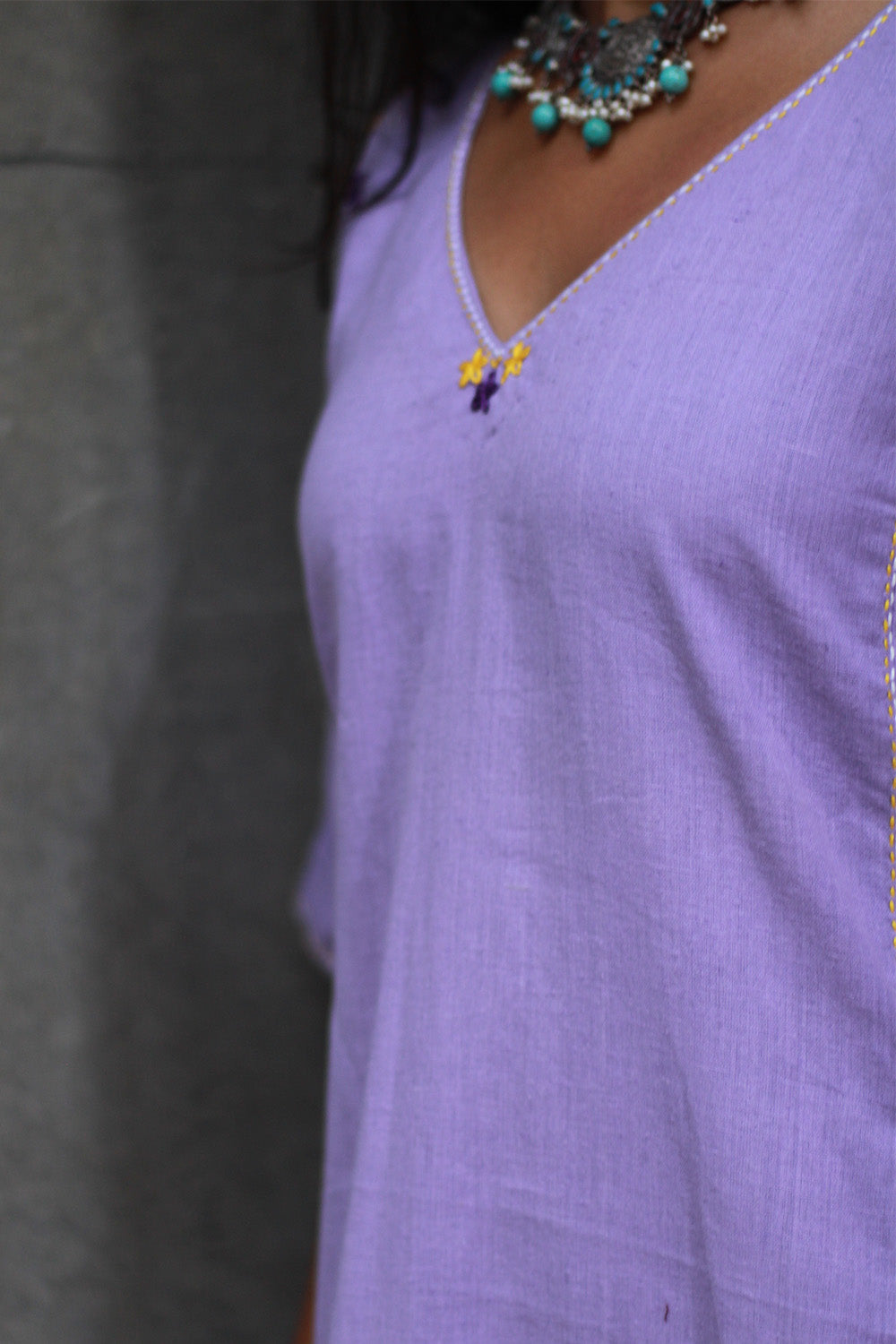Riya | Embroidered Cotton Kurta | Lavender