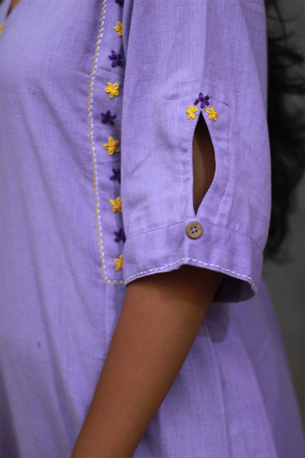 Riya | Embroidered Cotton Kurta | Lavender