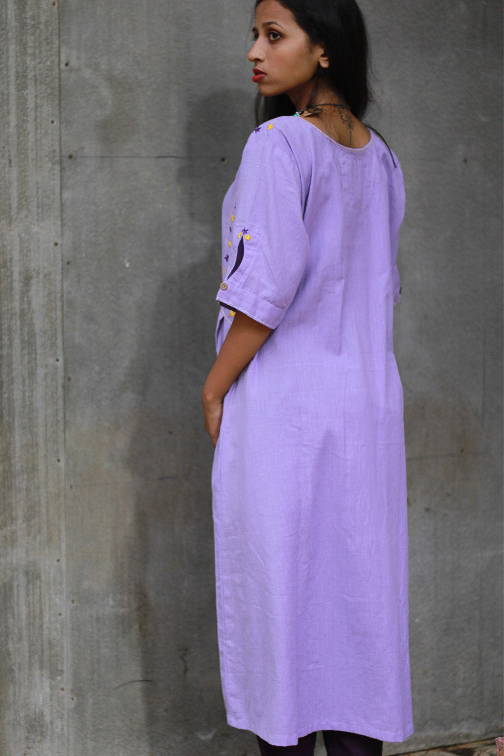 Riya | Embroidered Cotton Kurta | Lavender