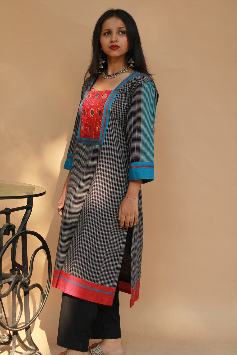 Banjari | Patteda Anchu Kurta | Black with Embroidery