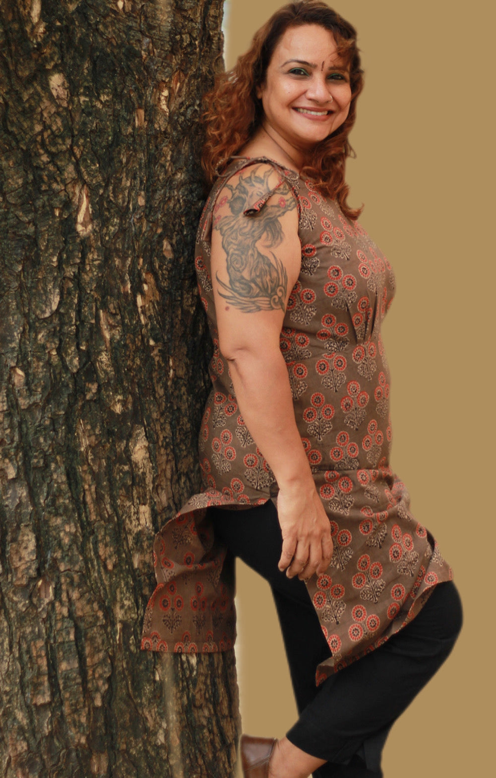 Chanchal | Dori Kurta | Sienna Floral Ajrakh