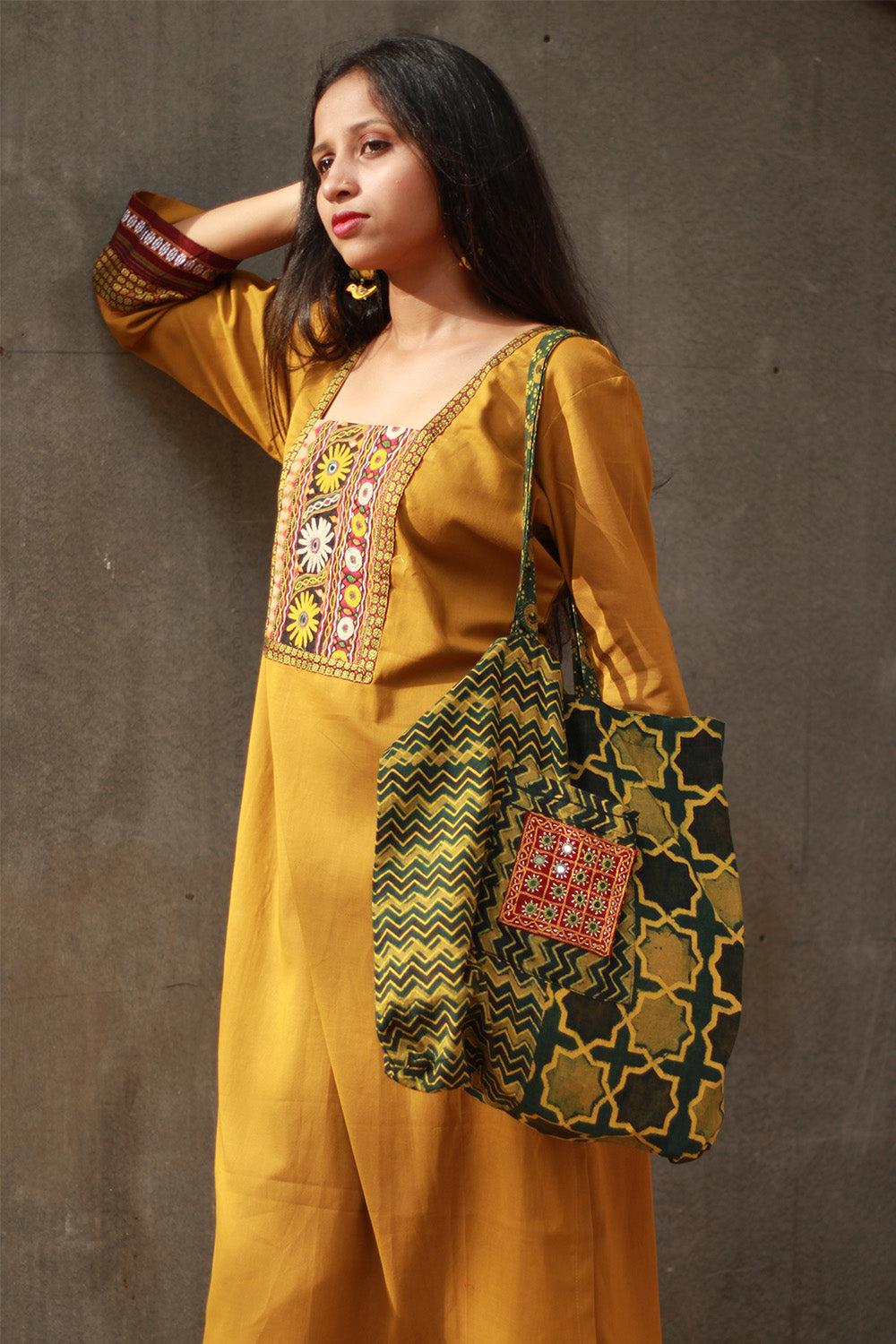 Banjari | Cotton Kurta | Yellow With Embroidery