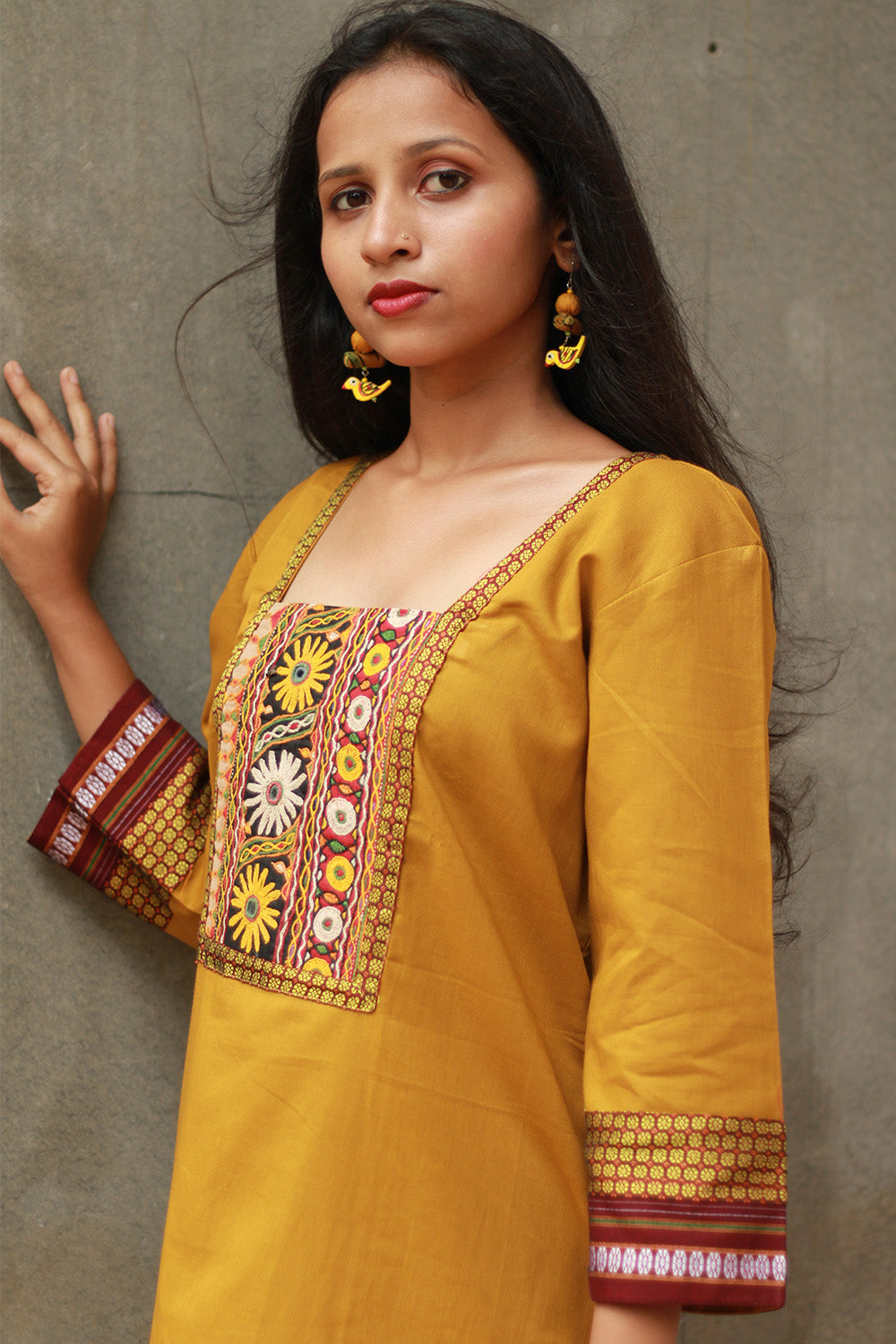 Banjari | Cotton Kurta | Yellow With Embroidery