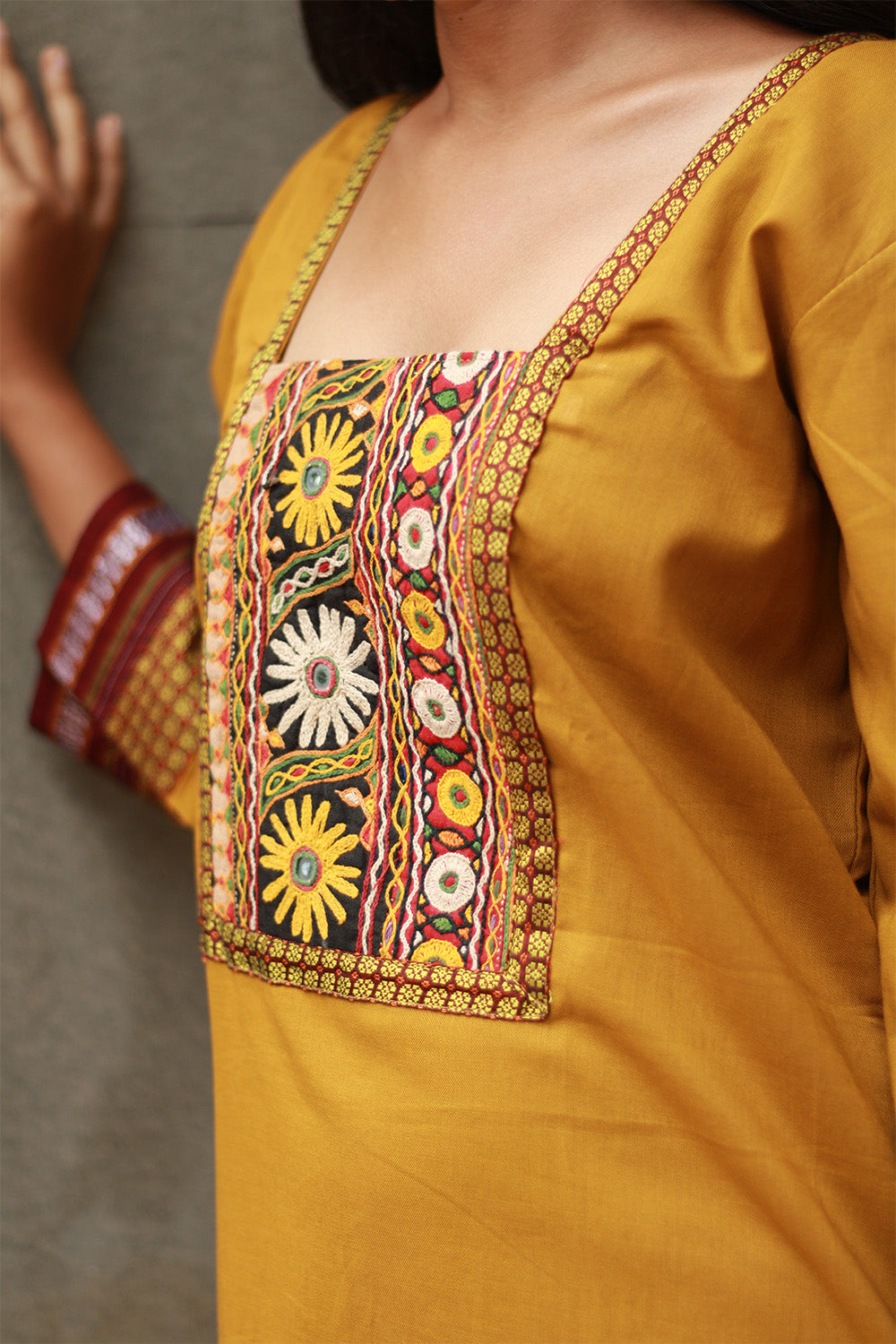 Banjari | Cotton Kurta | Yellow With Embroidery