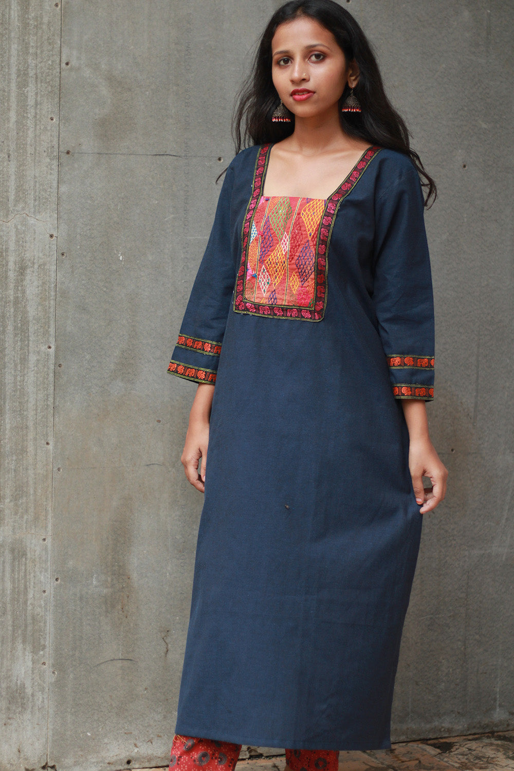 Banjari | Cotton Kurta | Blue With Embroidery