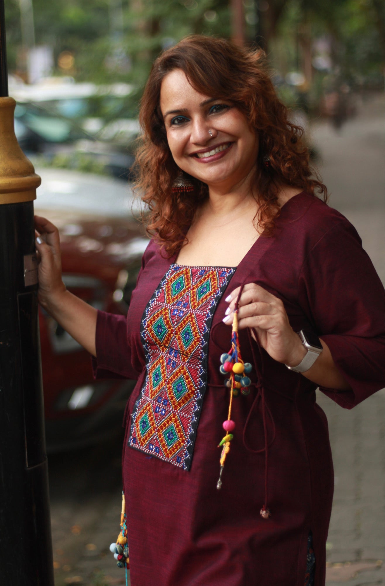 Taam Jhaam | Kurta with Tassels | Wine