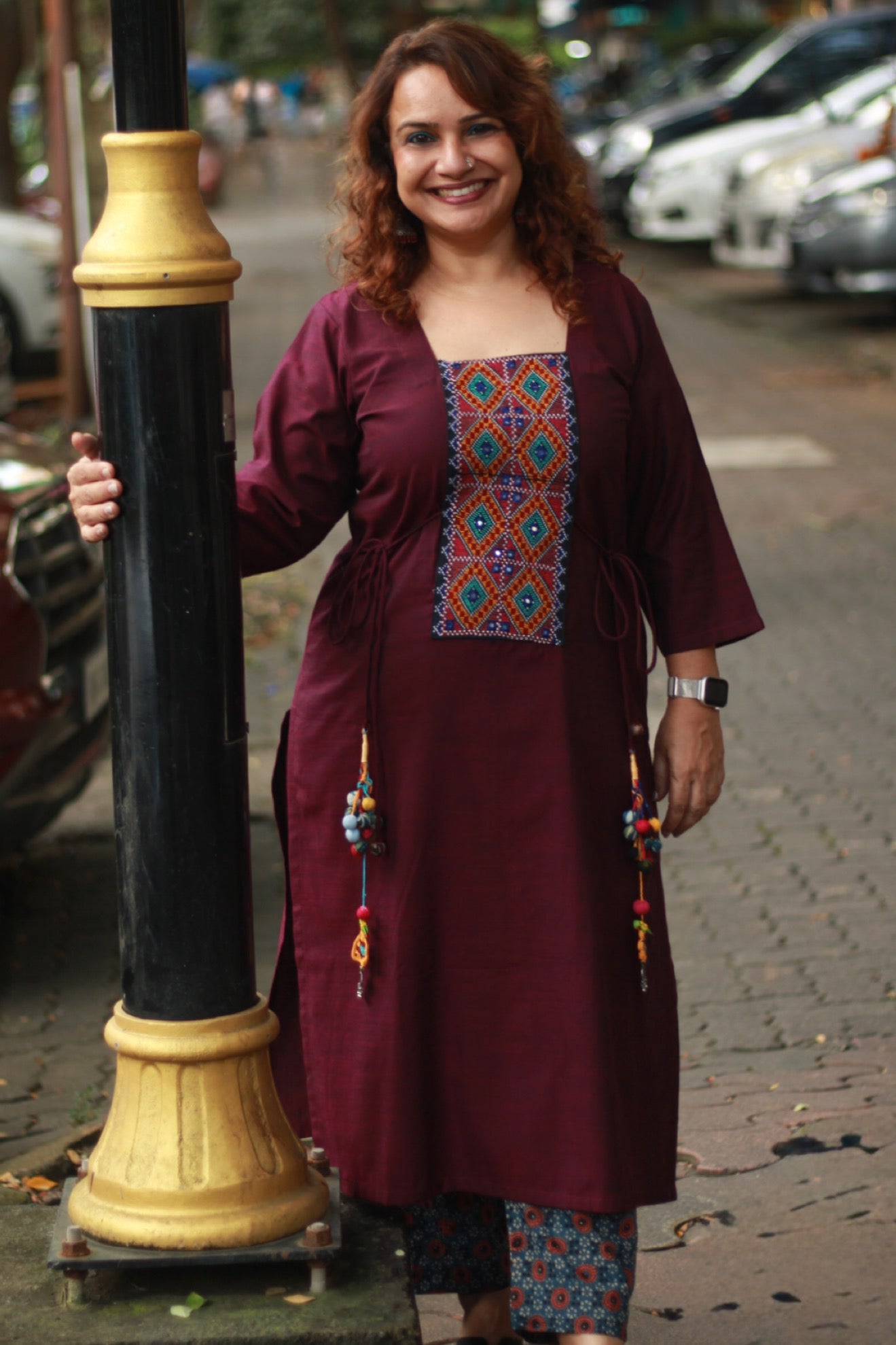 Taam Jhaam | Kurta with Tassels | Wine